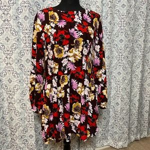 Hinge‎ Nordstrom Dress Womens Size Medium Floral Casual Multicolor Long Sleeve